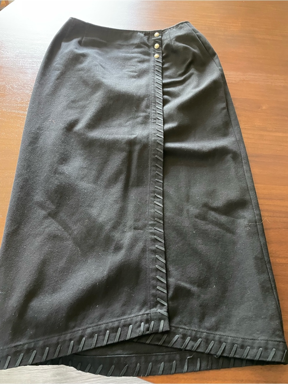 Hairston Roberson Ropa black Jean maxi front wrap skirt new vintage